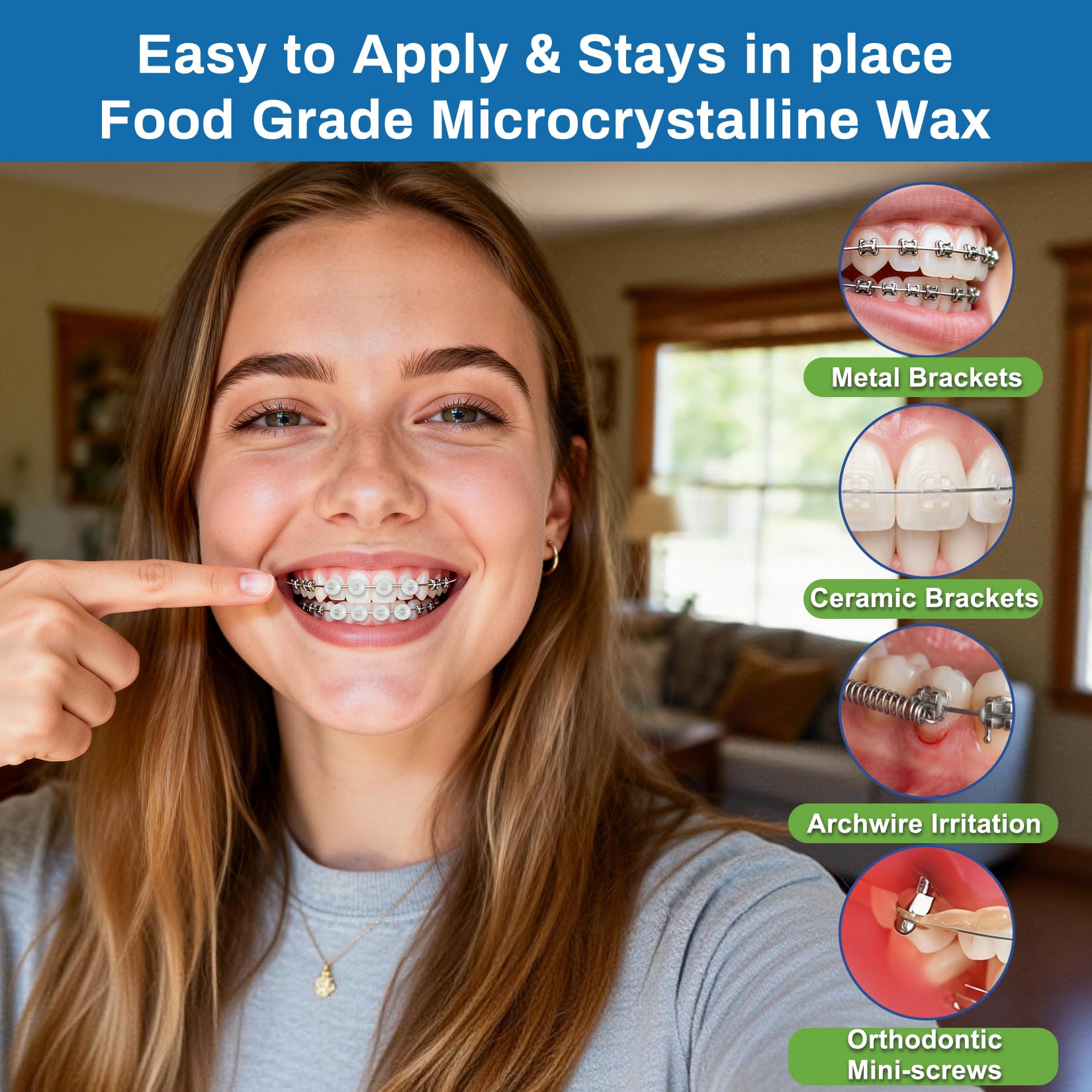 Lot de 10 boîtes de cire orthodontique pour appareils dentaires - 500 perles de cire dentaire prédécoupées - Sans danger pour les enfants et les adultes - Goût doux de menthe