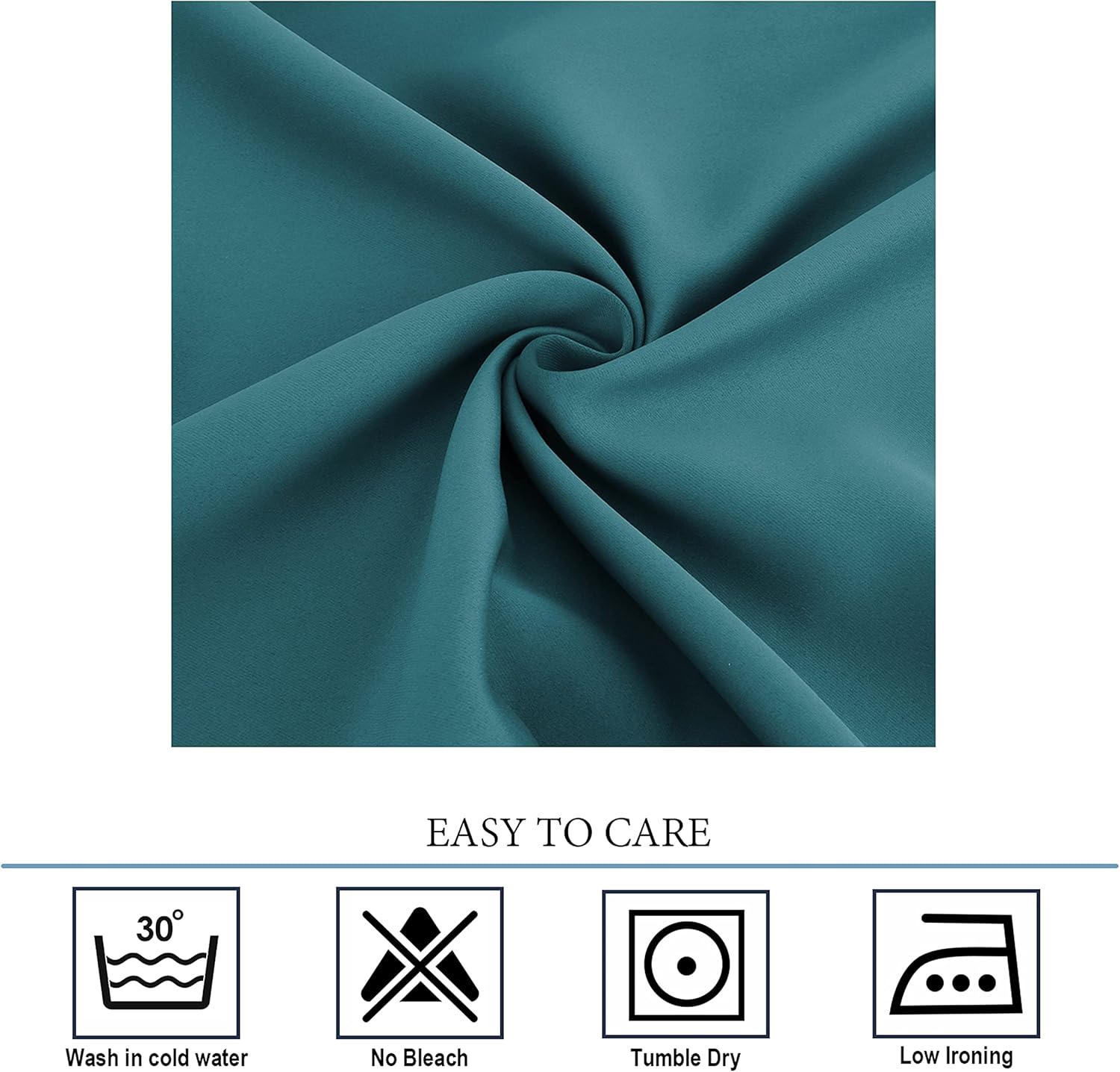 Diraysid Sea Teal Blackout Curtains for Bedroom and Living Room Thermal Insulated Room Darkening Curtains Drapes, 52 x 95 inch, 2 Panels