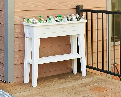 Miniatura 4 de Southern Patio Maceta elevada con estante de almacenamiento para cultivar flores, hierbas, verduras y frutas, capacidad de 40 cuartos de galón