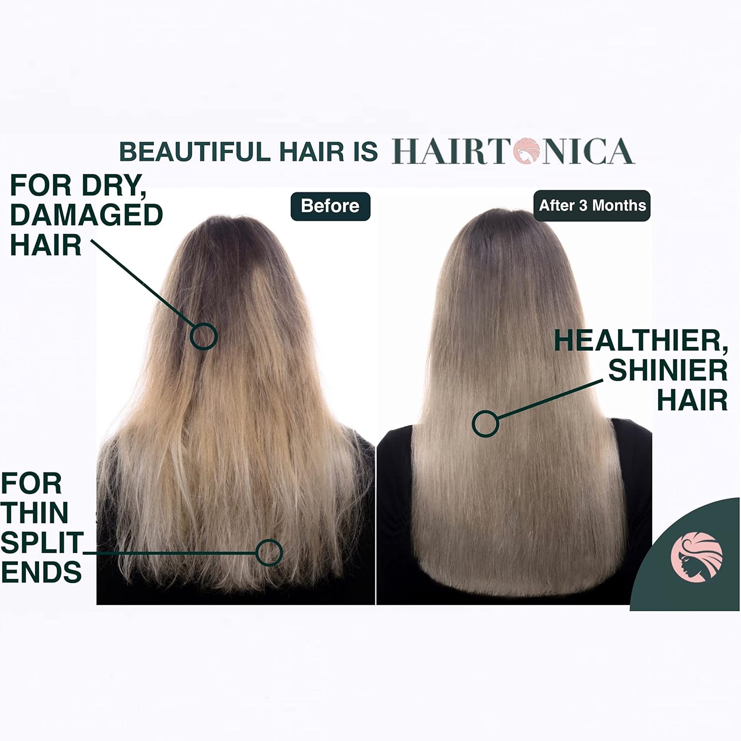 Vine Nutrition Hair Vitamins for Faster Hair Growth Hairtonica - Best Hair Growth Supplement - Support Hair Loss & Thinning Hair Growth Pills - Hair Supplement Biotin 5000mcg, MSM, Keratin 90 ct