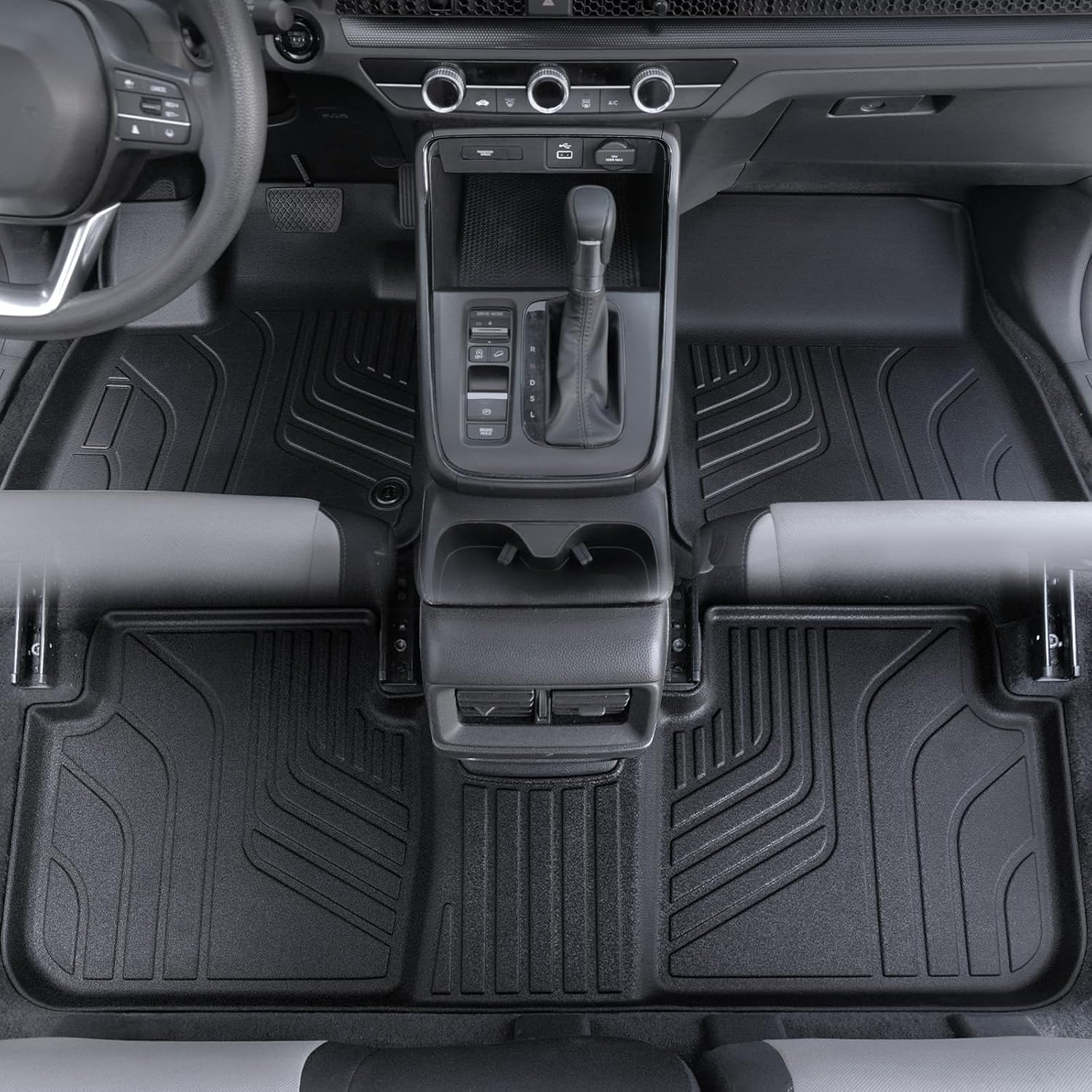 Floor Mats for Honda CR-V 2023-2026, All Weather Floor Mats Trunk Cargo Liner with Backrest Protectors and Door Sill Guards Accessories, Full Coverage Set - Image 3