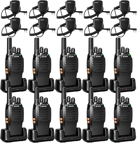 Retevis H-777 Walkie Talkies con micrófono, radios de 2 vías de largo alcance, recargable por USB, sin licencia, audio de cristal, para sitio de