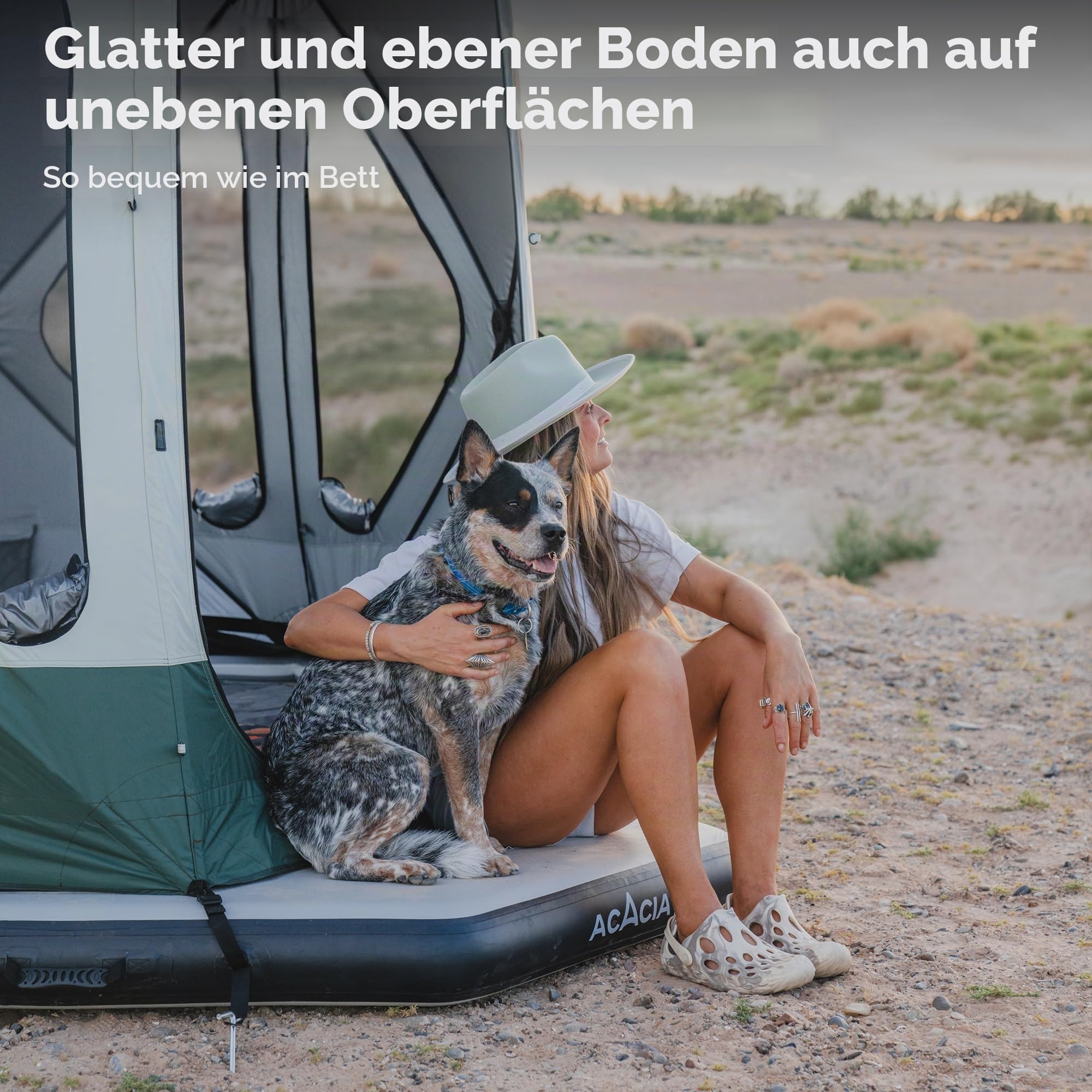 Air Floor 2-3 Personen für Weltraum Akazie Camping System, 4-lagiger, 6-Zoll-Dicker aufblasbarer Boden für schwimmendes Zelt, wasserdichter feuchtigkeitsbeständiger Campingboden mit abnehmbarem Baumarkt