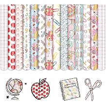Tintnut Teacher Permanent Vinyl - 12 Sheets 12"x10" School Patterned Permanent Adhesive Vinyl for Cutting Machine,Home Decor Self Sticker