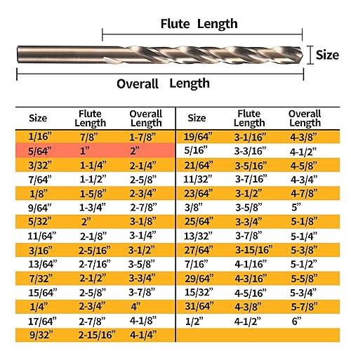 Miniatura 42 de Broca de cobalto de 5/16 pulgadas, brocas de metal HSS M35 para acero, acero inoxidable, hierro fundido, plástico duro y madera (10 unidades)