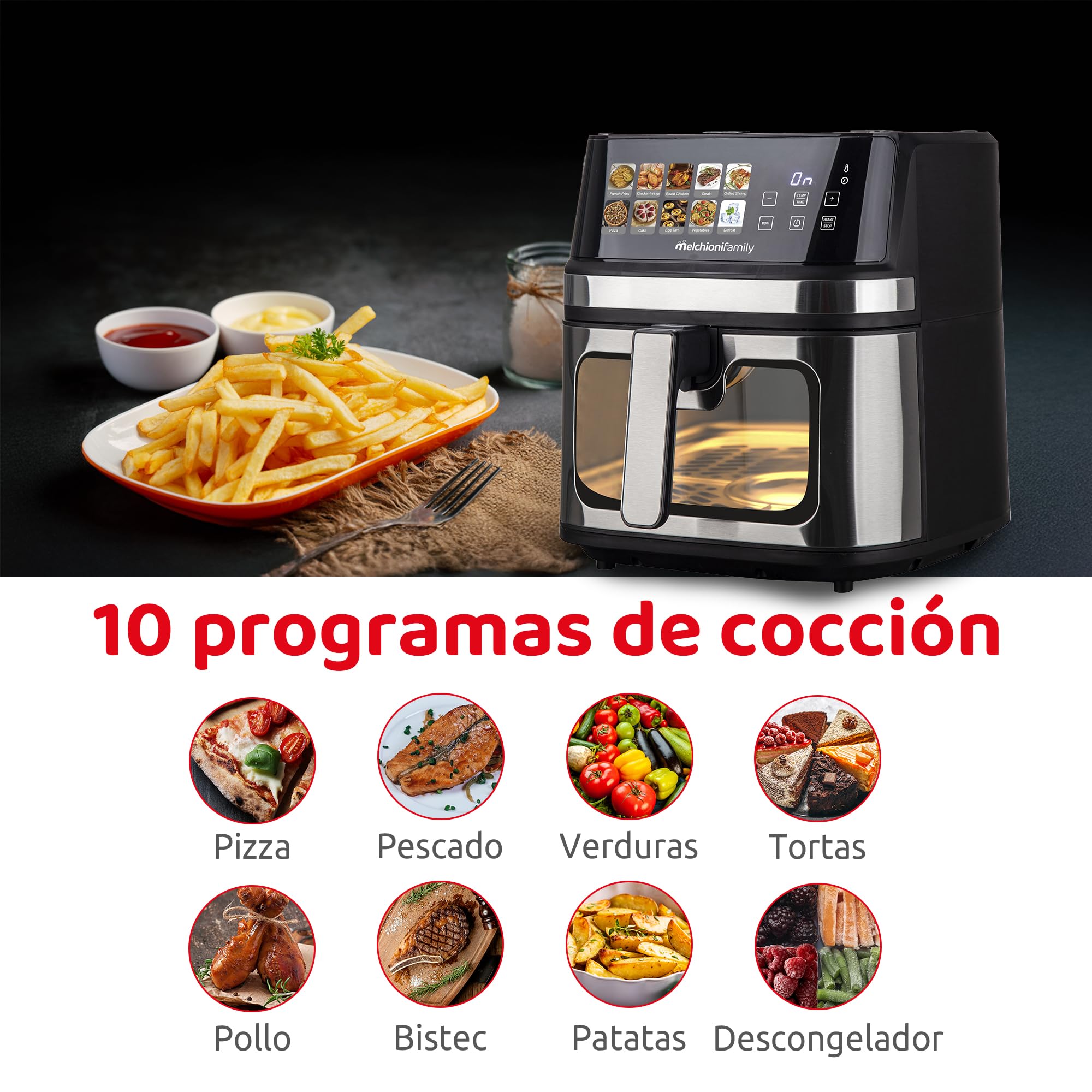 Melchioni Family | GAIA PLUS Freidora de Aire con Doble Resistencia 8L