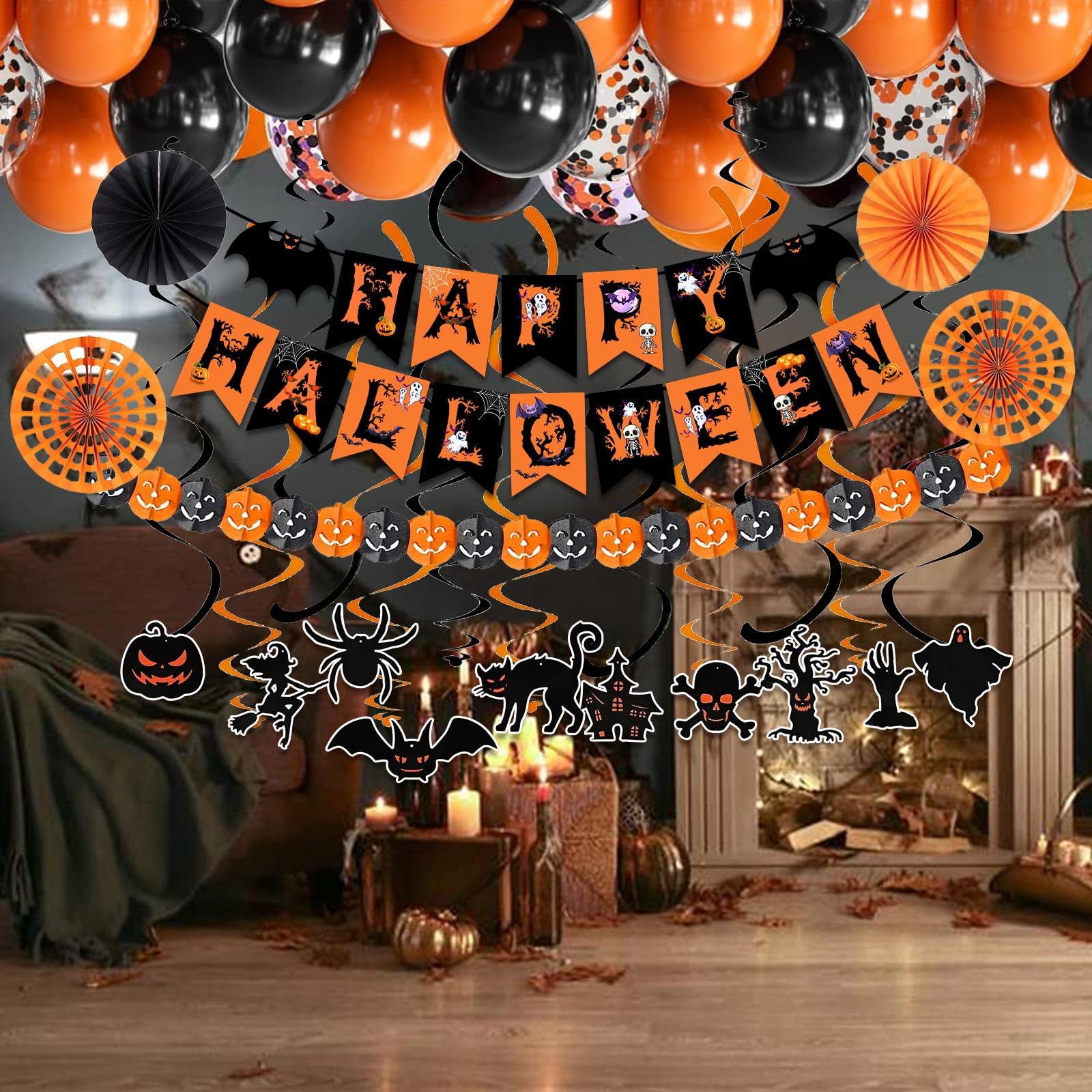 FECEDY Halloween Party Pack - Decorations & Balloons -8