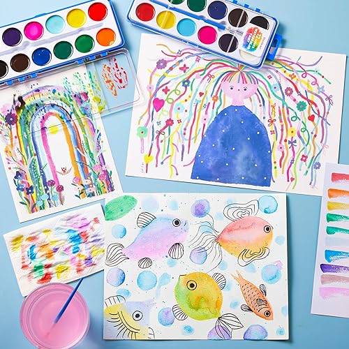 Miniatura 4 de Shuttle Art Paquete de 30 pinturas de acuarela a granel, juego de pintura de acuarela de 12 colores a granel con pinceles de pintura para niños y