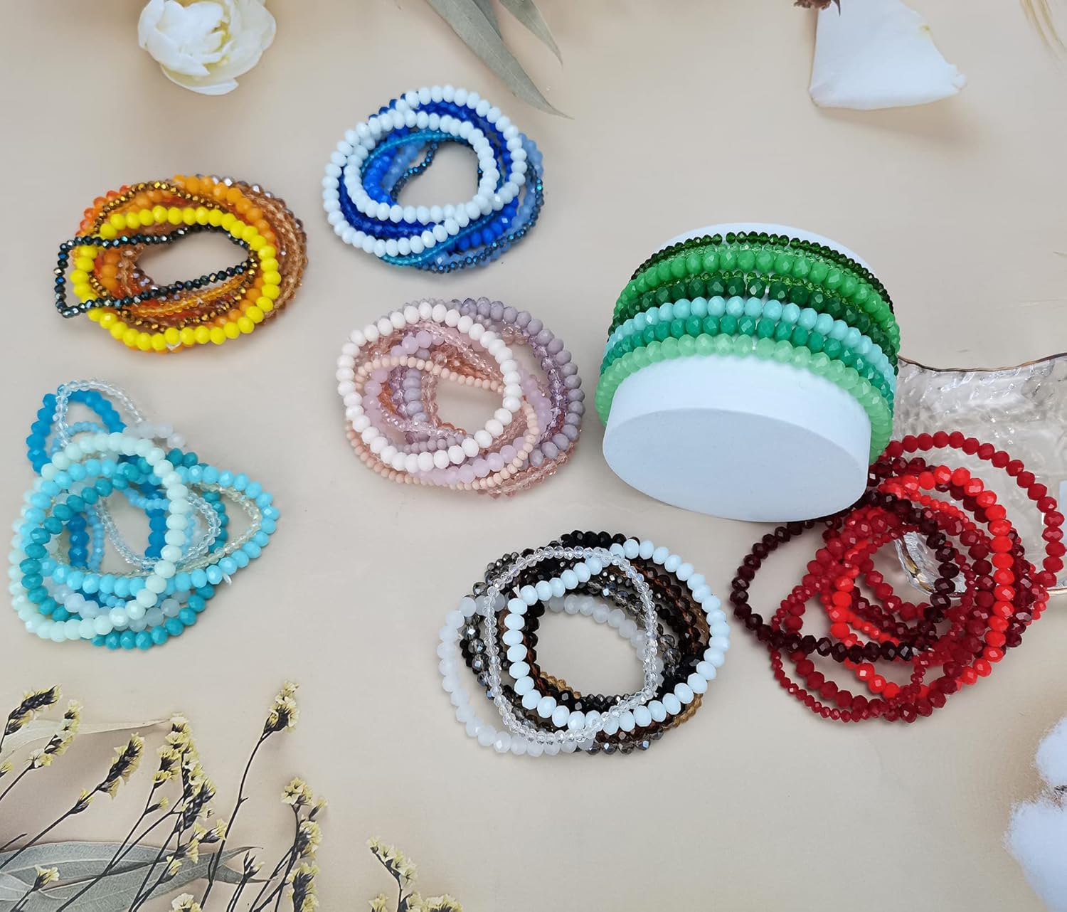 YBMYCM 22-60PCS 8mm Gemstones Beaded Bracelets Round Bead Crystal Bracelets for Women,Elastic Stretch Adjustable Bracelet Unisex - Image 6