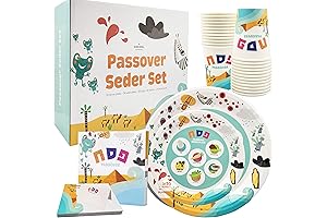 The Dreidel Company Passover Disposable Seder Plate Set - Ten Plagues Design