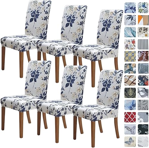 Miniatura 27 de SPRINGRICO Fundas para sillas de comedor, paquete de 6, fundas elásticas para sillas de comedor, de elastano, lavables, fundas para sillas Parsons