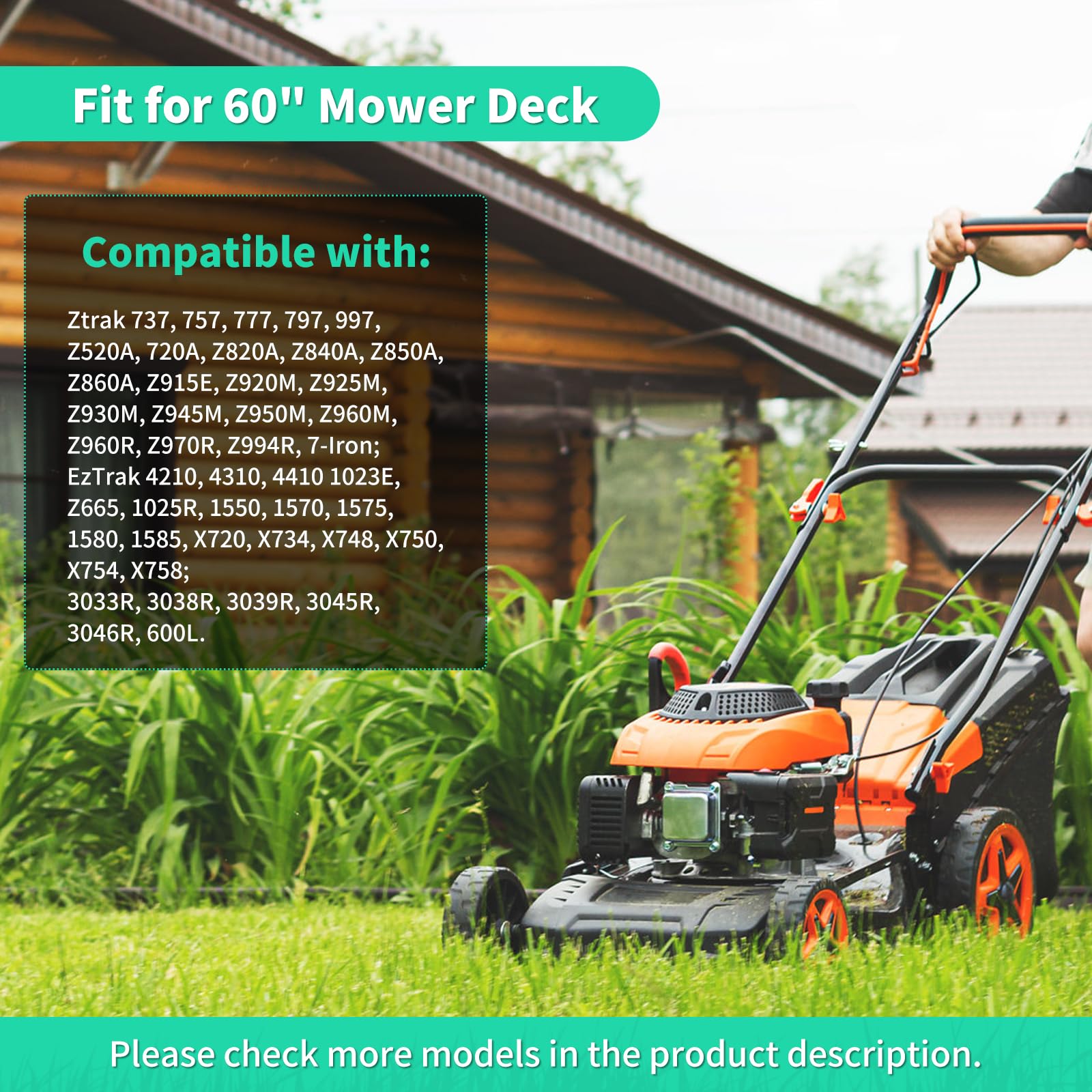 Cuchillas de alta elevación M128485 para cubierta de 60 pulgadas, cuchillas de cortacésped TCU15881 compatibles con cortacésped John Deere 737 757 797 997, sustituye a M131958 M144196