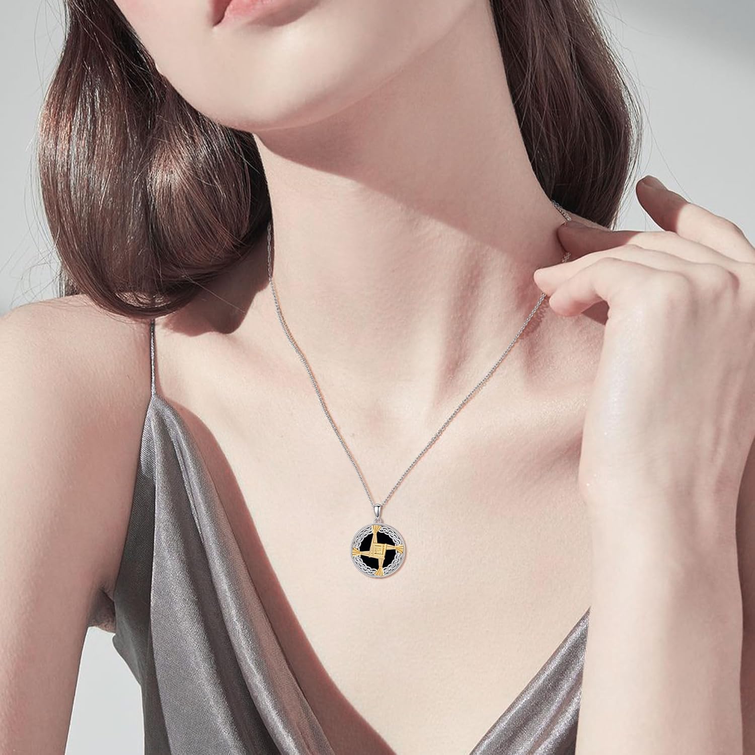 URONE St Brigids Cross Necklace 925 Sterling Silver Saint Brigid Cross Pendant Celtic Irish Jewelry For Women - Image 2