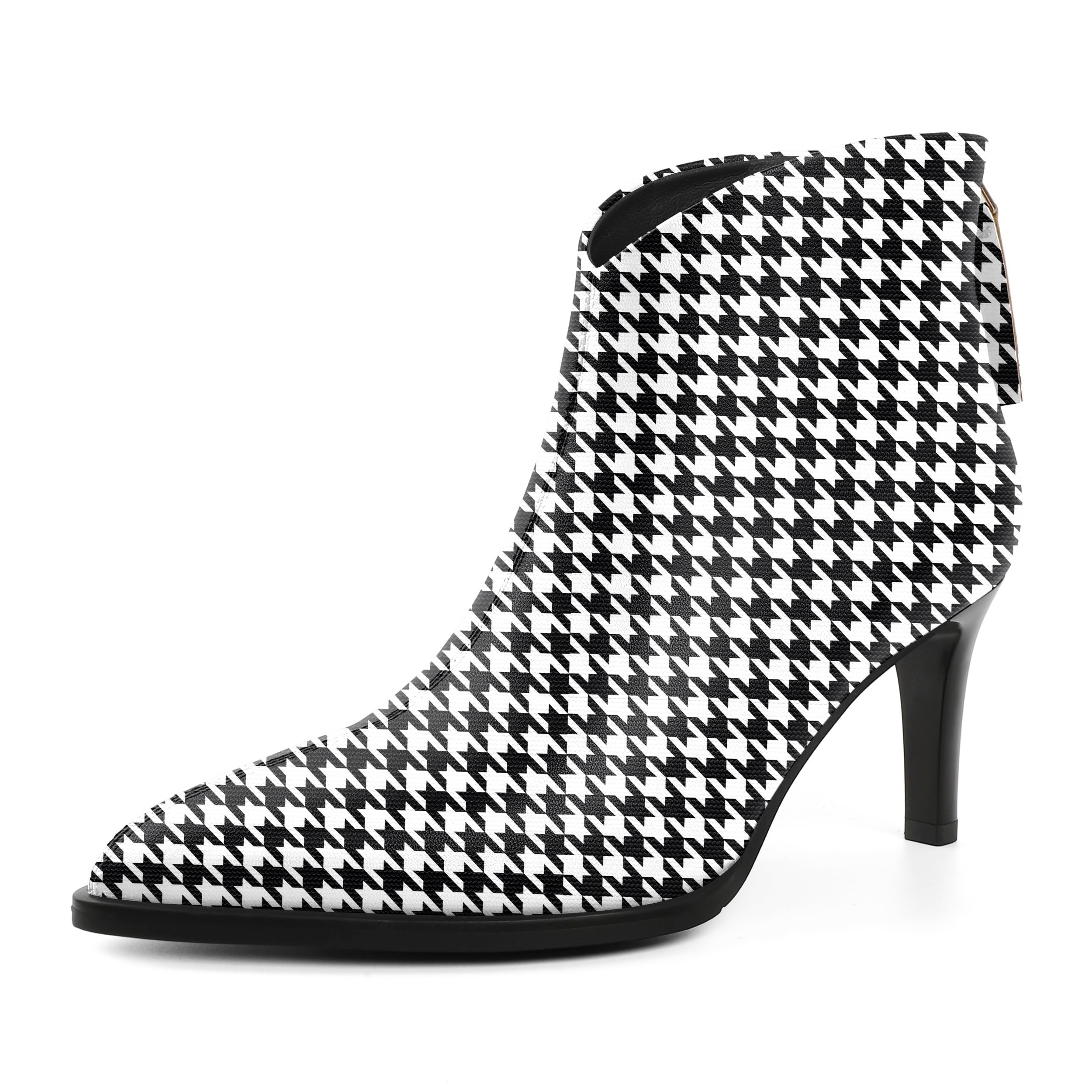 Womens Pointed Toe Ankle Booties V-Cut Stiletto High Heel Sexy Fall Winter Back Zipper Short Boots 3 Inch