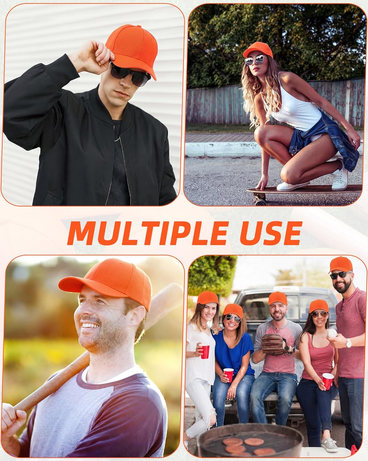 Handepo 24 Pcs Blank Baseball Cap Adjustable Back Strap Plain Blank Camouflage Hat Unisex Baseball Cap for Trucker Men Women