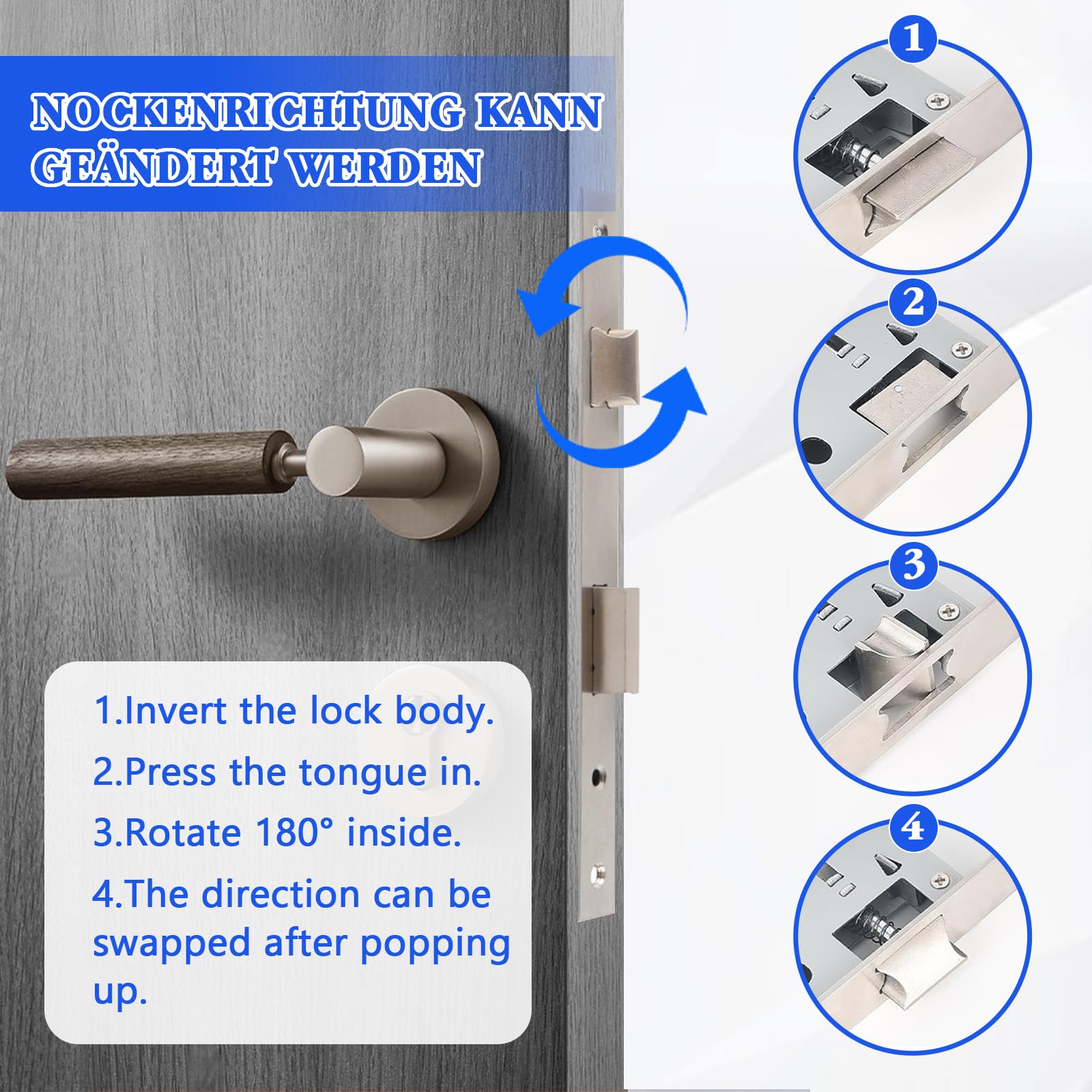 Stainless Steel Mortice Lock For Garden & Tube Frame – 85x20mm, Reversible Latch, U-Shaped Bolt, Anti-Theft