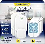 VEYOFLY Fly Trap Indoor, Fruit Fly Traps for Indoors Flying Insect (2 Device + 6 Refills) Gnat Traps for House Indoor, Bug Zapper Indoor, Gnat Killer Catcher & Fruit Fly Killer Light Plug in