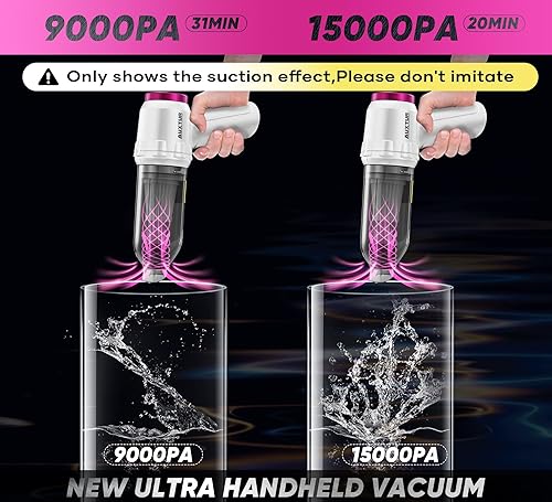 Miniatura 2 de Aspirador de mano inalámbrico portátil con 15000 PA, 120 W, motor sin escobillas, mini aspiradora para automóvil y hogar