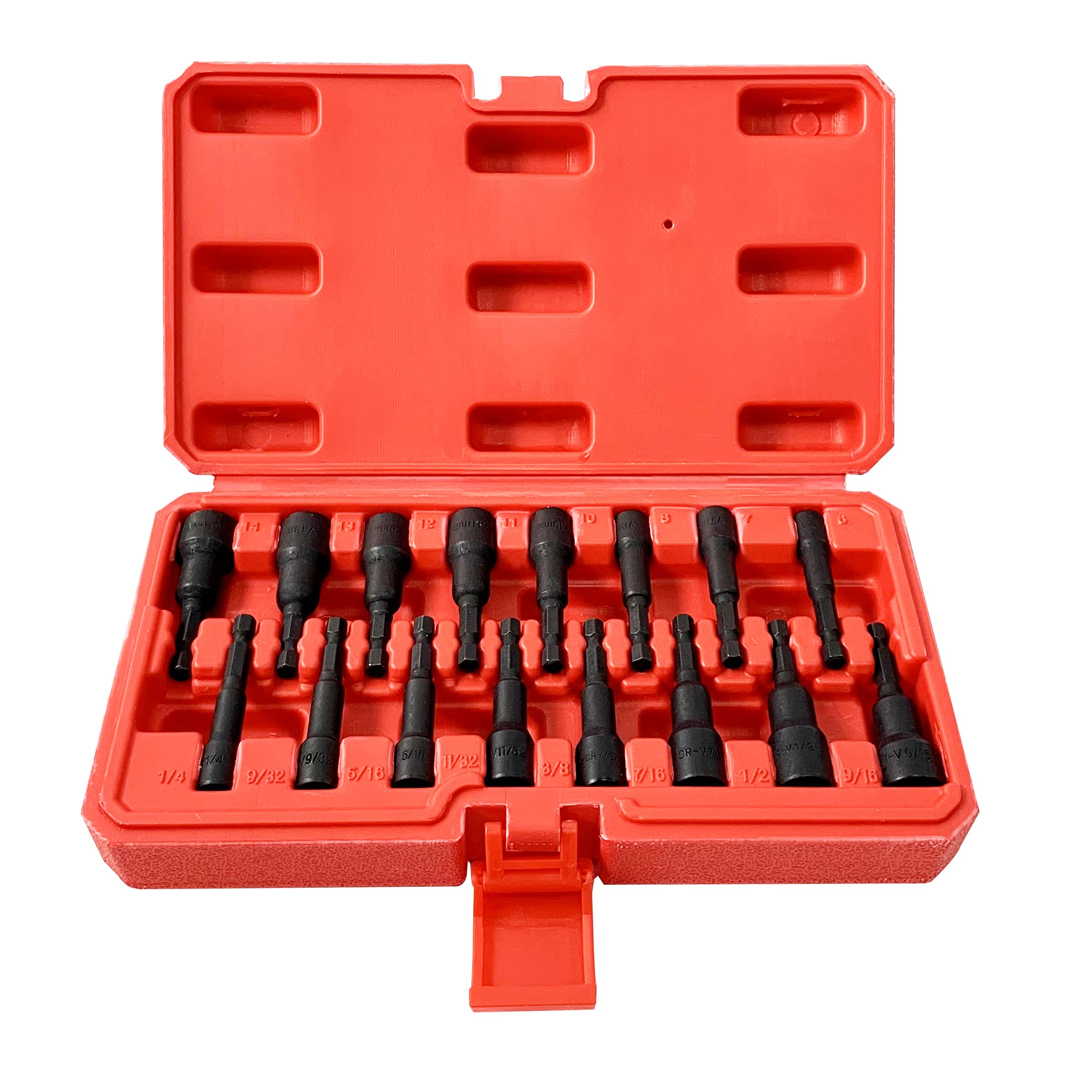 Magnetic Hex Nut Driver, 16-Piece Nut Driver Set, Quick-Change 1/4" Hex Shank | SAE & Metric | Cr-V Steel