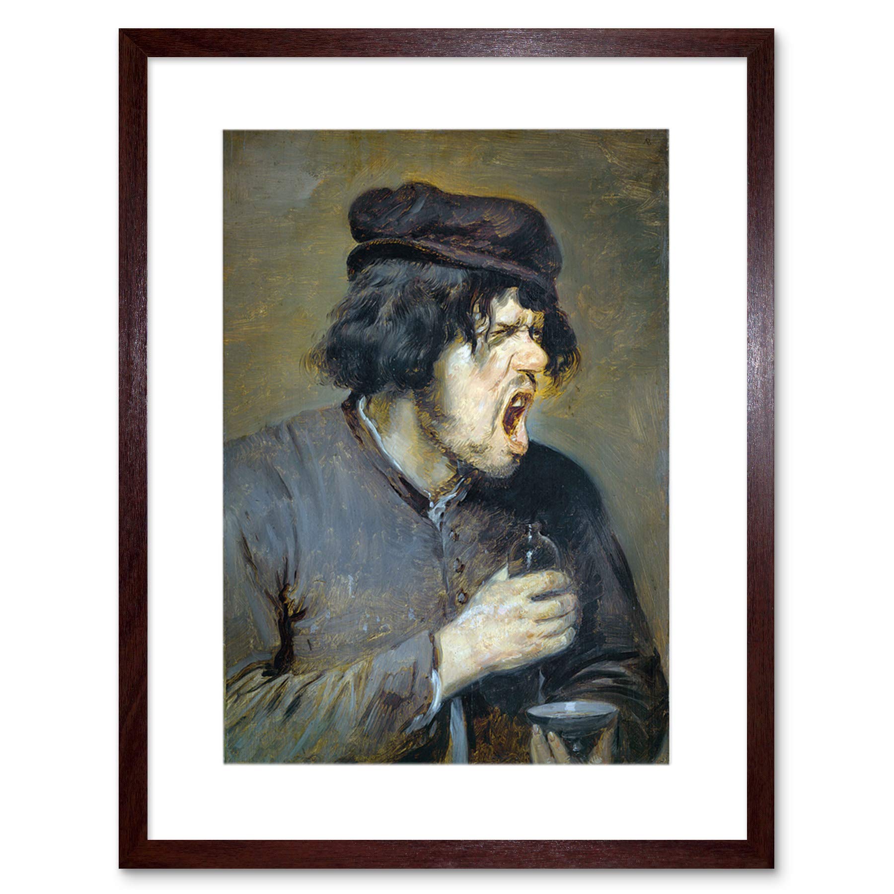 Wee Blue Coo Brown Painting Portrait Brouwer The Bitter Tonic Potion Framed Wall Art Print