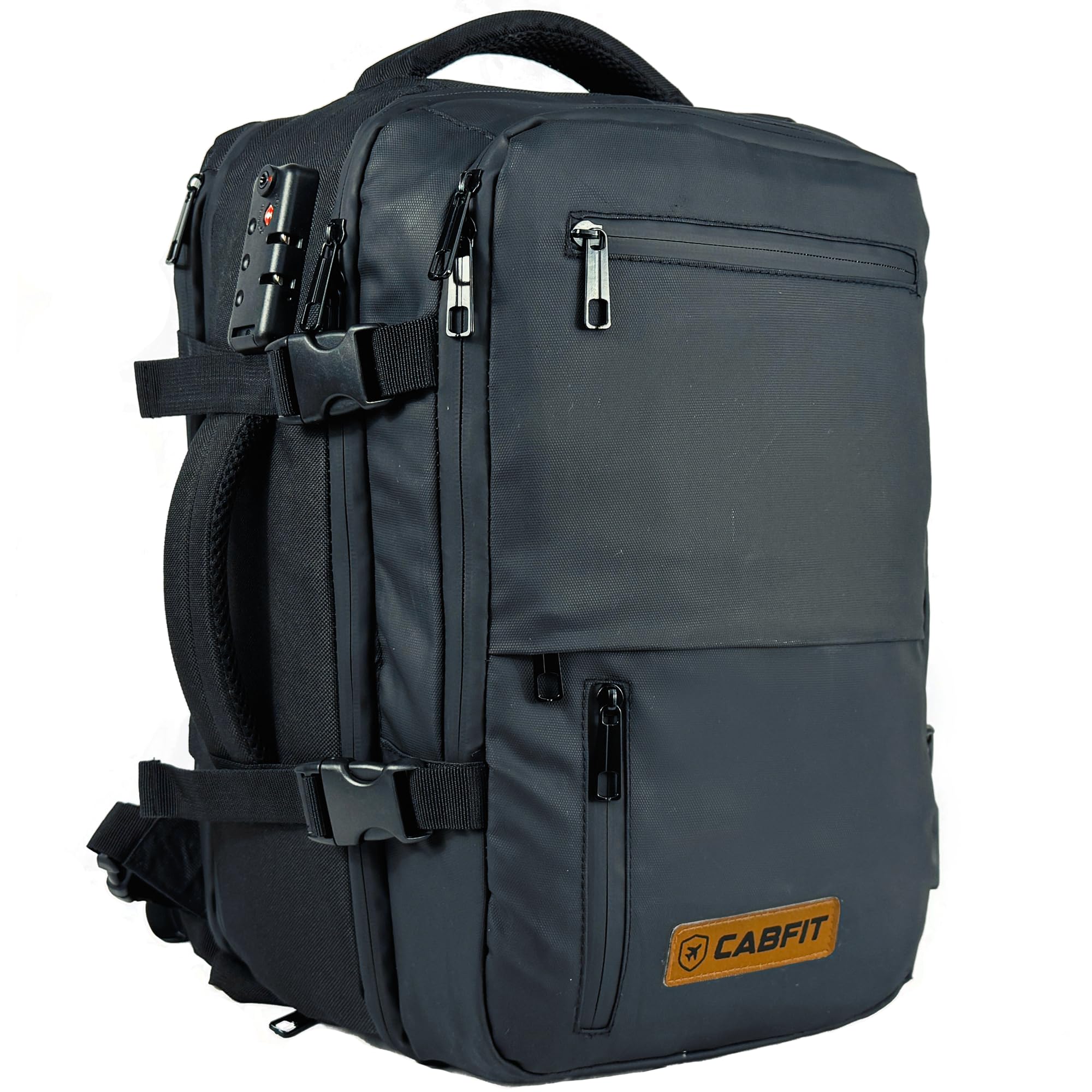 CabFit CEO HUB - Mochila Viaje de Cabina Avion 40x20x25 para Ryanair Vueling Easyjet, Candado antirrobo Code Lock, USB e Impermeable, Resistente al agua mochila cabina avión viaje para Hombre y Mujer