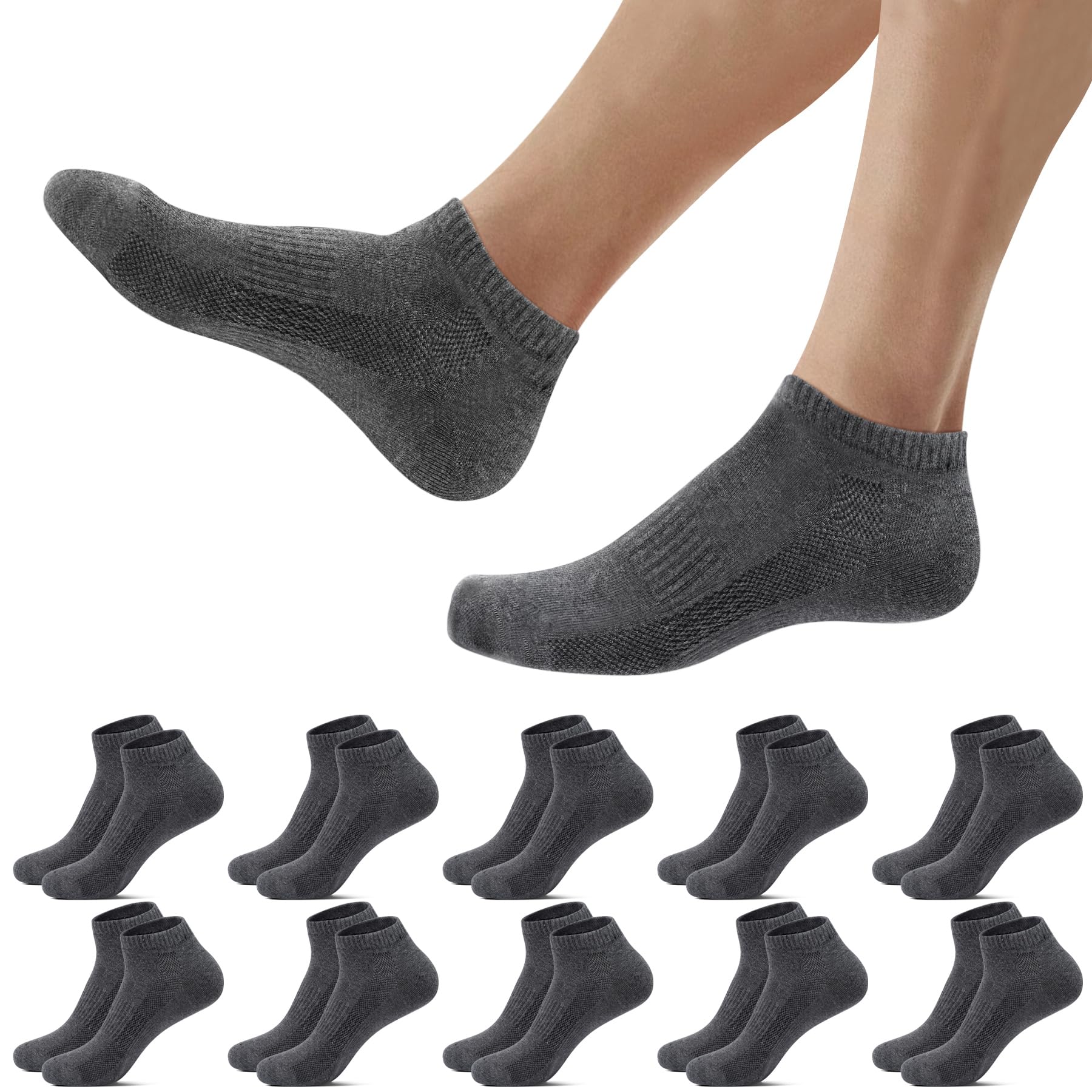 Falechay 10 Paar Sneaker Socken Herren Damen Sportsocken Kurze Atmungsaktive Sneakersocken Baumwolle Halbsocken Unisex