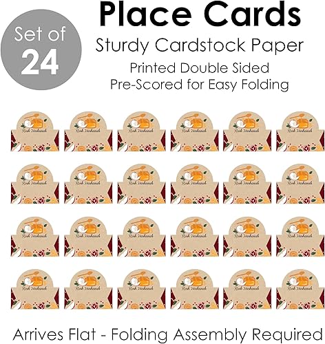Miniatura 5 de Big Dot of Happiness Rosh Hashanah - Tarjeta de bufé para fiesta de Año Nuevo Judío - Juego de 24 tarjetas de lugar para colocar en la mesa