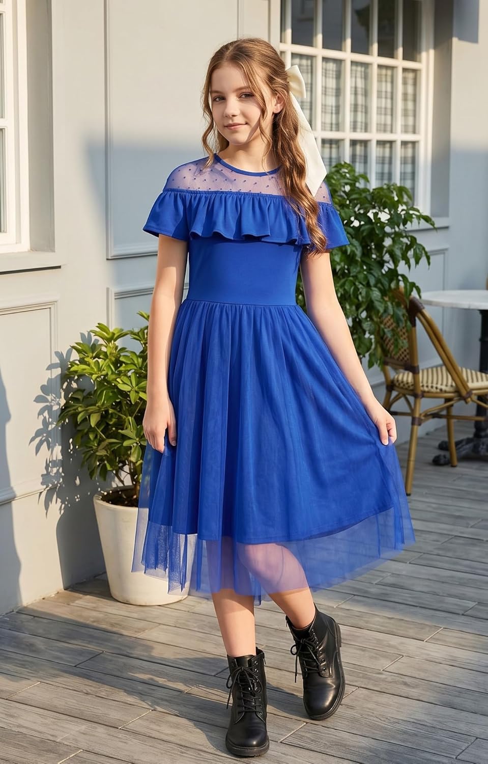 GRACE KARIN Girls Wedding Party Formal Dress Junior Bridemaid Dresses for Teens Tulle High Low Dress Size 7-14