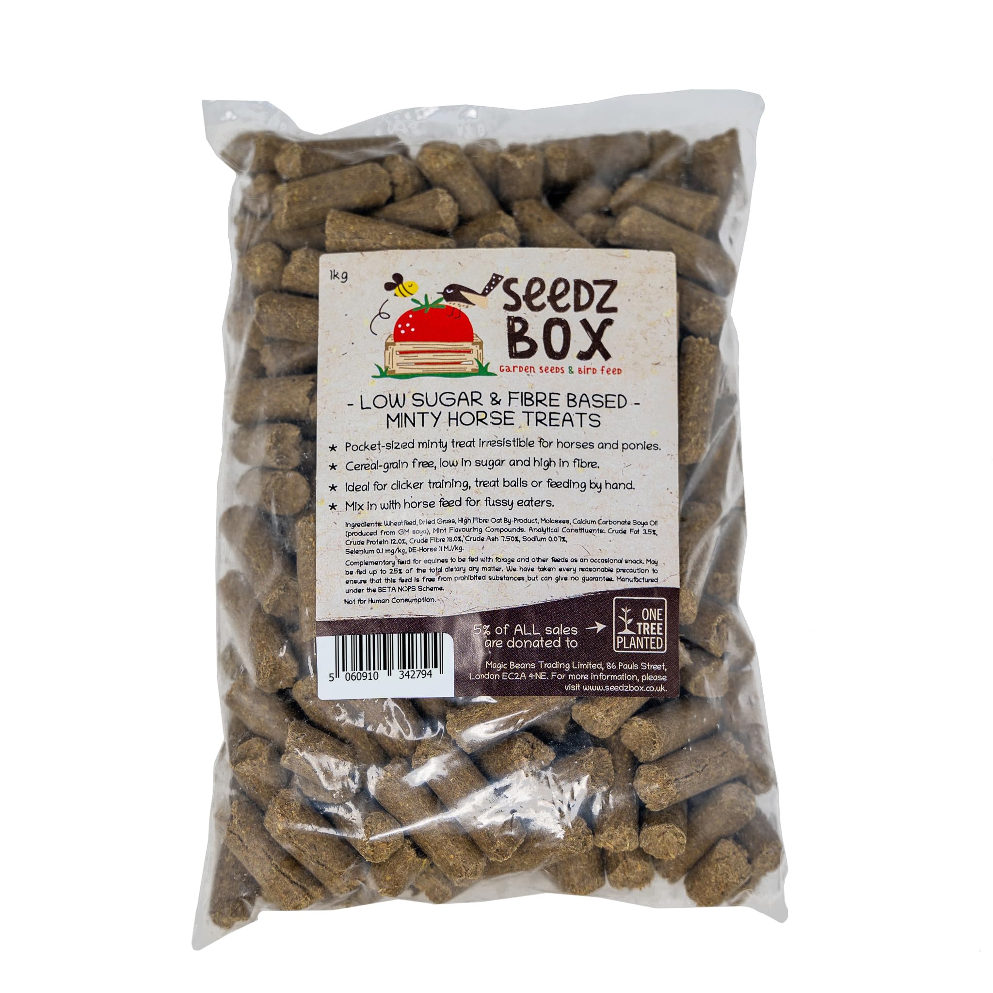 Horse Treats 1kg, Minty Flavour, Fibre Based, Low Sugar, Cereal Grain Free, Feed By Hand