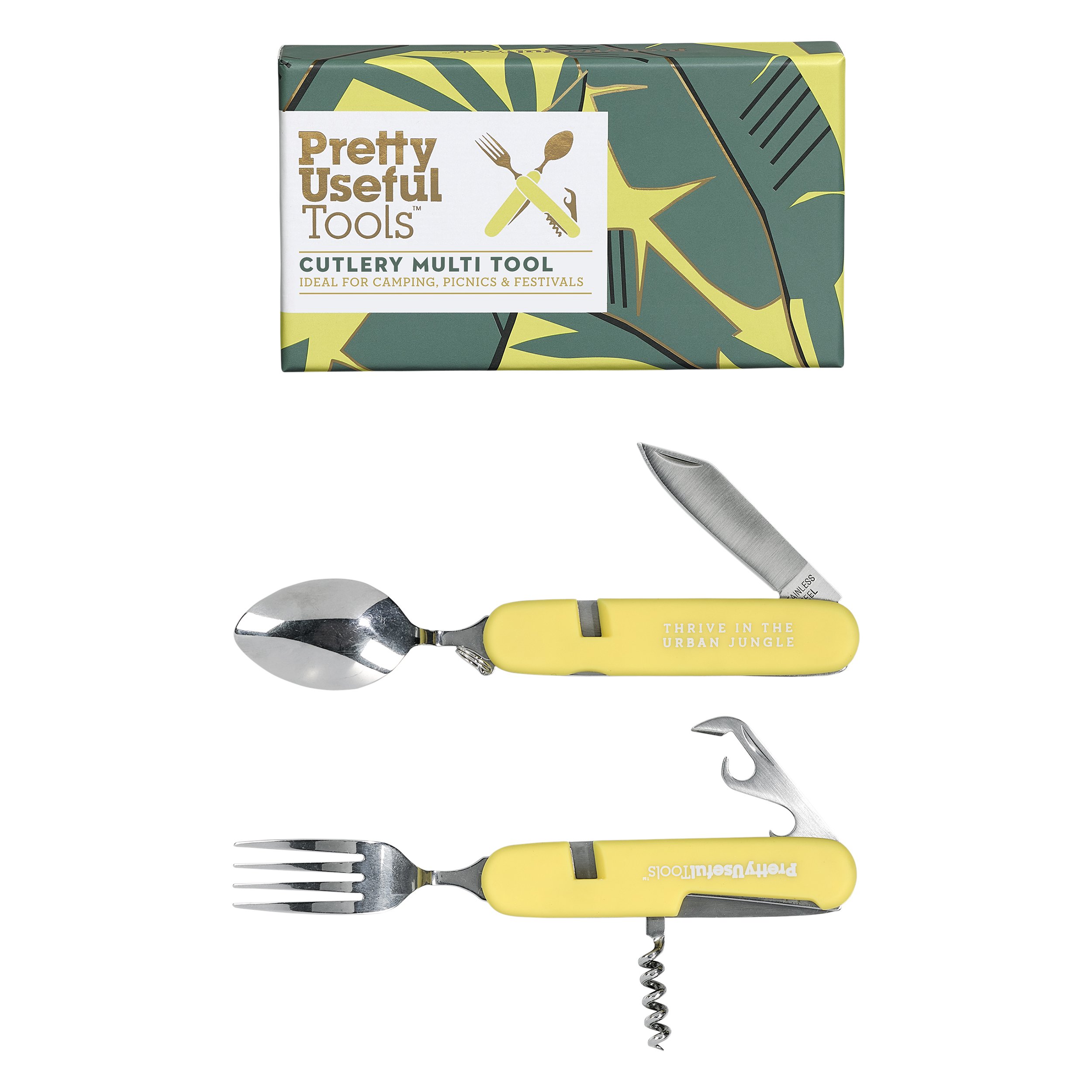 Sunrise 5-in-1 Detachable Utensil Camping Multi Tool, Yellow, 4.5" x 1.75" x 1.5"