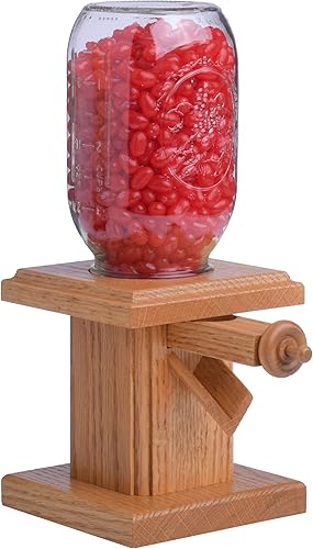Dispensador de caramelos de madera Amish hecho a mano tarro de cristal de madera de roble macizo cacahuetes piezas de Reese bocetos judías de