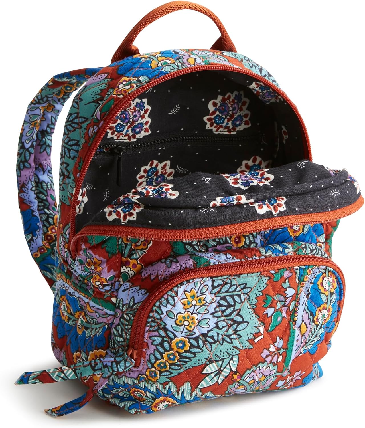 Vera Bradley Women's Premium Cotton Mini Banbury Backpack, Flowers + Feathers, One Size