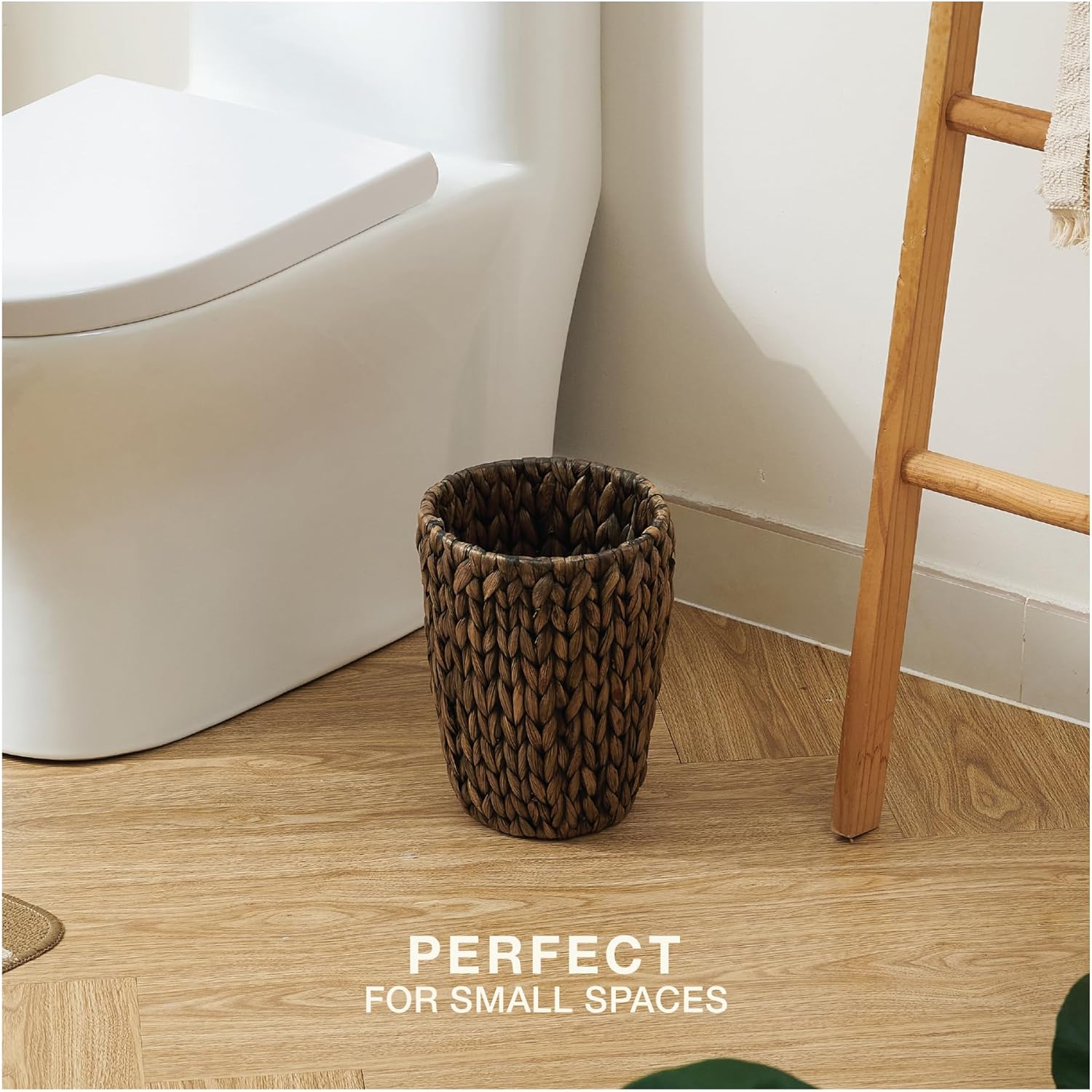 2-Pack Wicker Trash Cans and Toilet Paper Storage Basket, Black