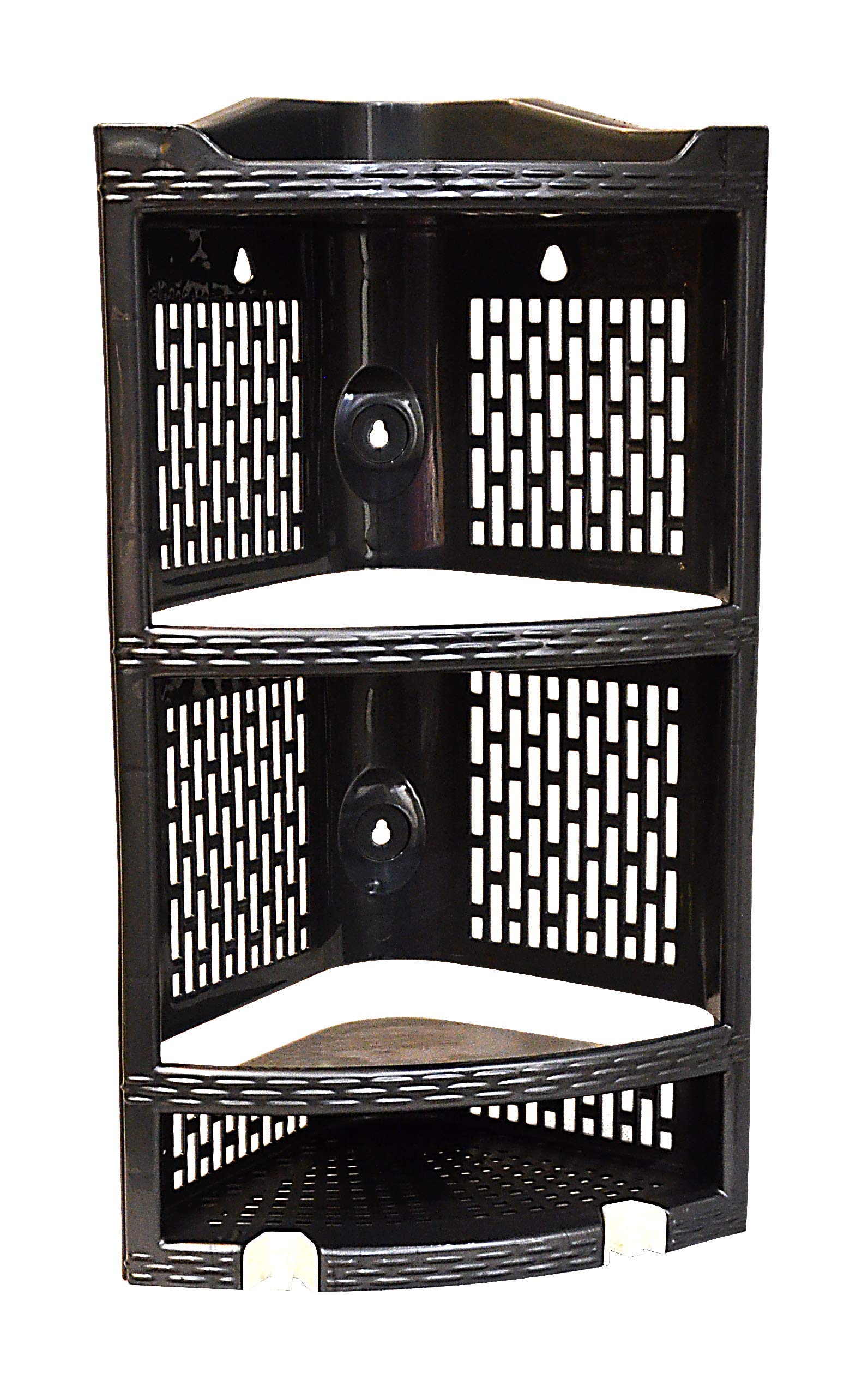 POOJA Plastics Storage Shelf/Corner Rack for Bathroom (Small) (Pearl Black) (B08XJD6X8W) Amazon Price History, Amazon Price Tracker