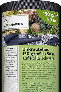 TTL Garden 50 m² 50 m x 1 m Roll Weed Control Fabric 150 g/m² - 50 x 1 m Garden Fleece on Roll - Water-Permeable Extra Tea...