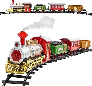 ASAB Christmas Train Set | Battery Operated Train Toy | Kids Train Set | Train Set With Realistic LED Lights And Music | 14 Pcs Train Track Set | 330 cm Long Train Track