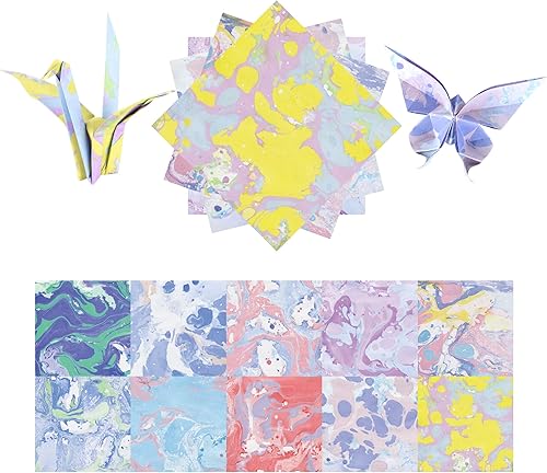 Vista 21 de Kit de papel de origami, 100 hojas de 2.47 oz/m², 6 pulgadas, cuadrados, de doble cara, 100 colores sólidos vívidos para manualidades a mano, papel