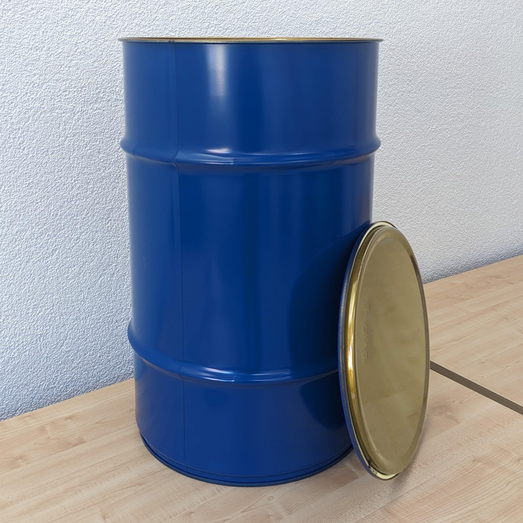 plasteo® Barril de acero Hobbock, tapa de chapa de acero, apto para extracción de polvo ciclónico, barril de chapa metálica, homologación UN, fabricado en Alemania (120 litros)