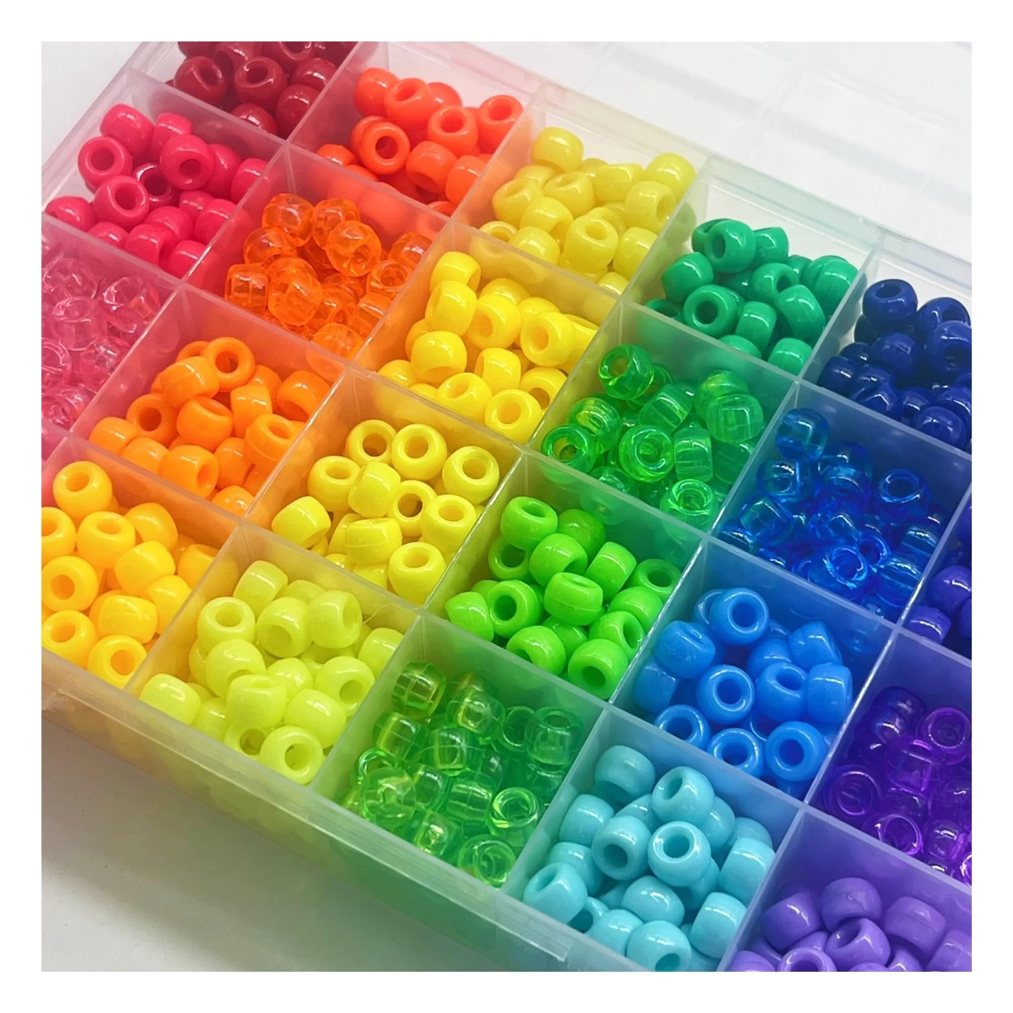 kit di perline fai da te Kit for creare braccialetti fai da te | Set di perline Kandi a 24 colori, 600 perline di plastica arcobaleno e 980 perline con lettere(24 and Letter Beads)