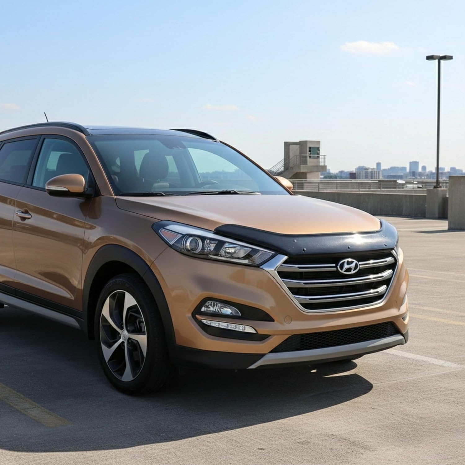 Front Hood Deflector Bugflector/Bug Shield Compatible with Hyundai Tucson 2016-2020, Low Profile Hood Protector, ABS Bug Guard Design, Auto Exterior Accessories, Black