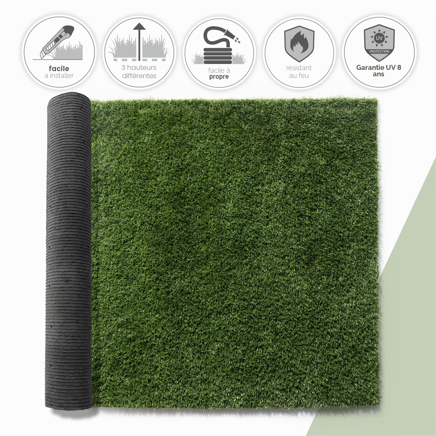 Paco Home Gazon Synthétique Jardin Balcon Terrasse Tapis Gazon Intérieur Extérieur Lavable Naturel Doux Effet Nature, Modèle:25mm, Dimension:200x300cm