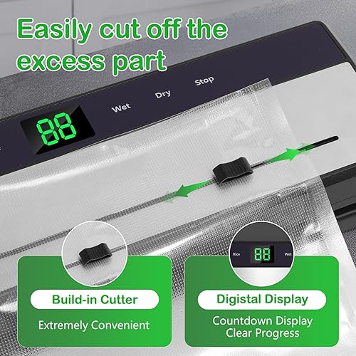 Miniatura 6 de Máquina selladora al vacío para guardar alimentos, potente máquina de envasado al vacío 6 en 1, sellador de bolsas, sellador de alimentos