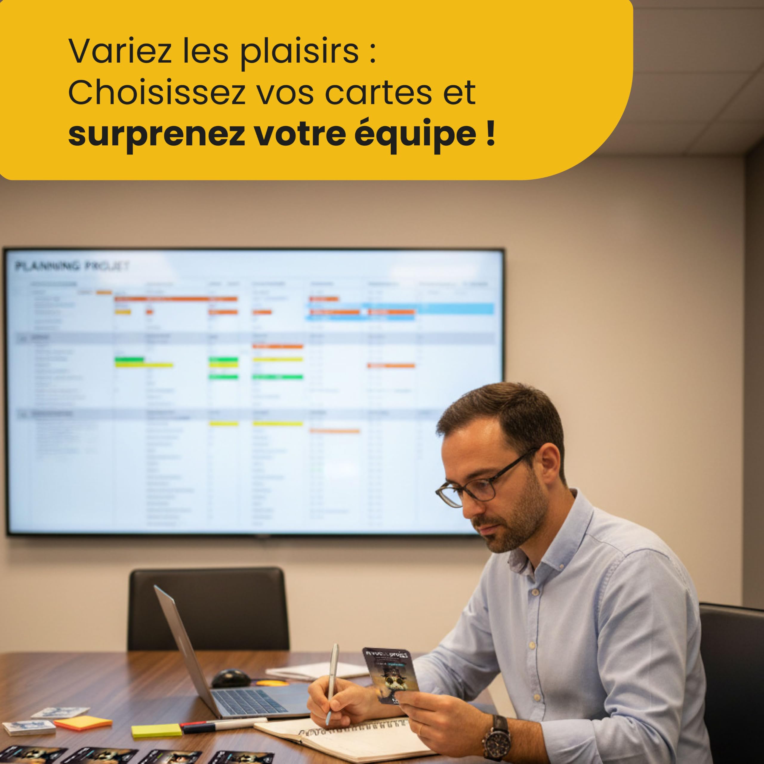 Jeu Revue de projet© | 64 cartes pour réussir vos réunions de pilotage | Structuration & décisions claires en 15 min | Outil de gestion de projet collaboratif et management d’équipe