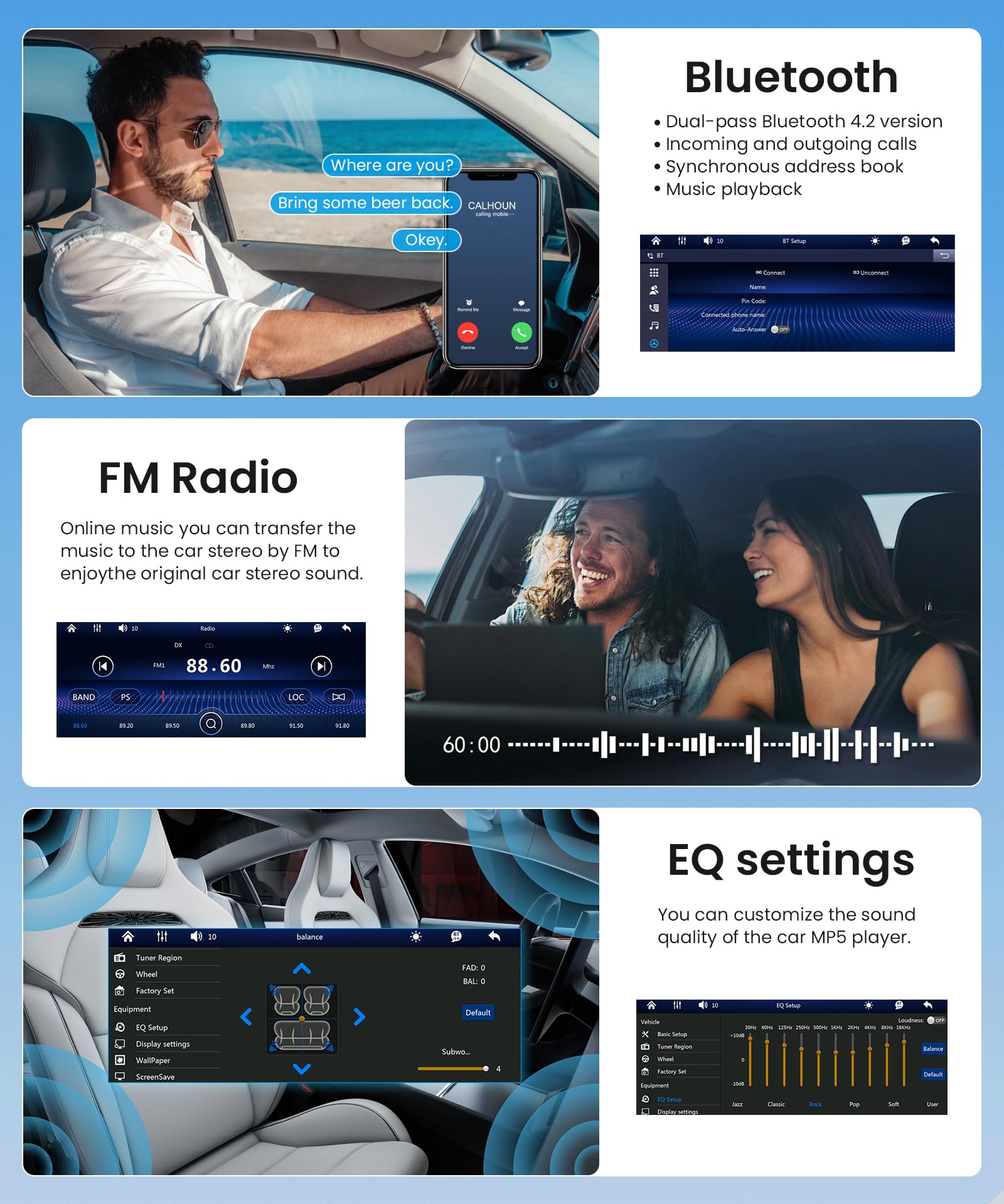 Rimoody Autoradio 1 Din sans Fil Carplay Android Auto, écran Tactile HD