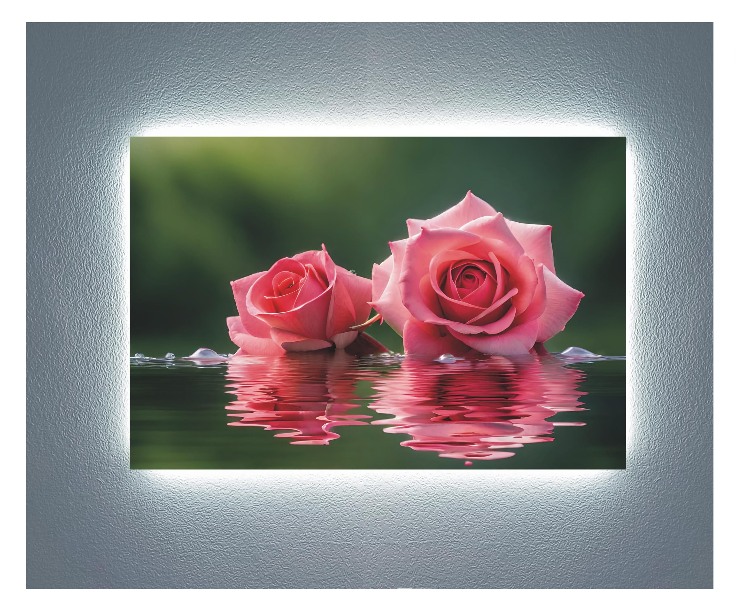 Tableau en méthacrylate de roses à éclairage latéral