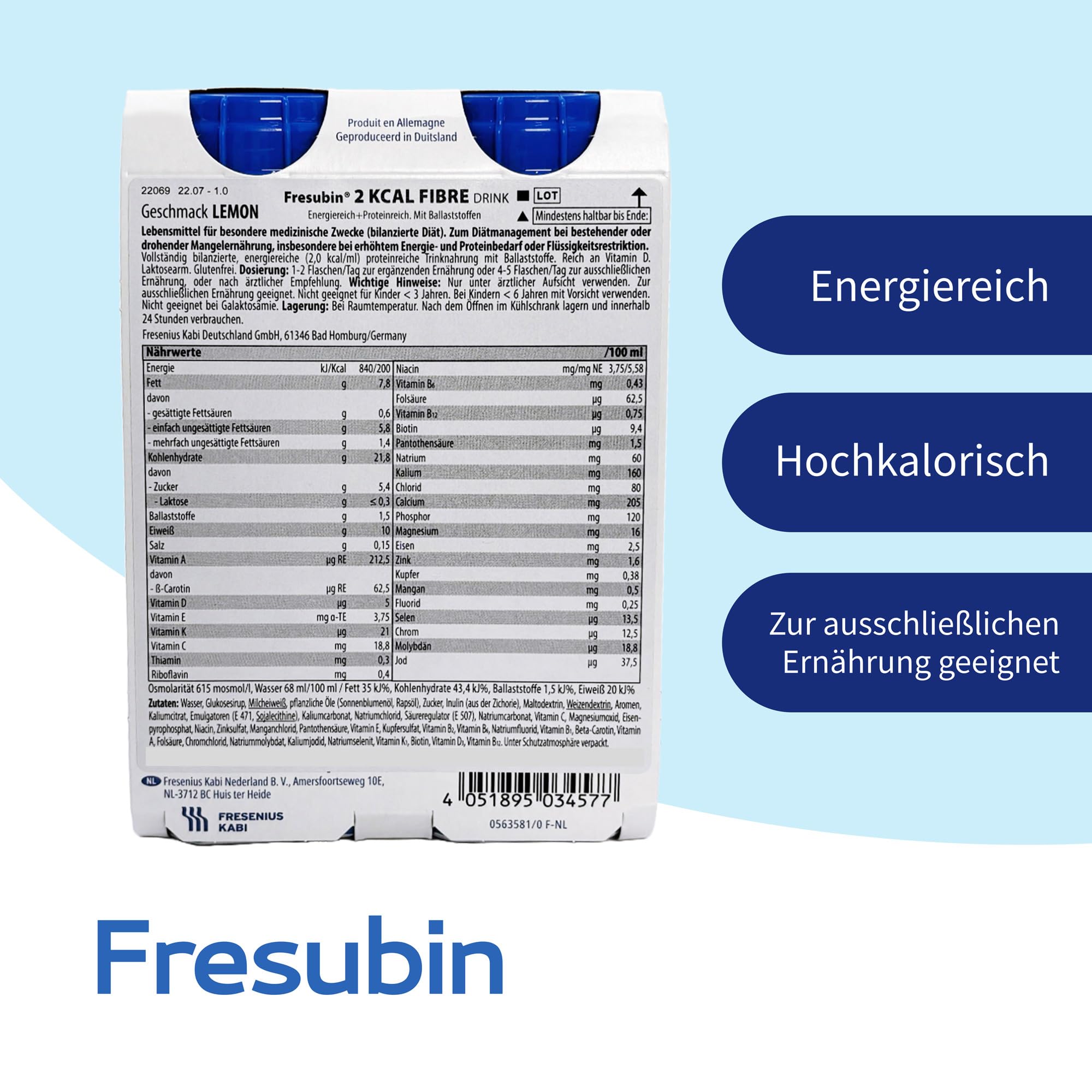 Fresubin 2 KCAL Drink - Hochkalorische Trinknahrung von Fresenius Kabi in 6 Geschmacksrichtungen, 400 kcal pro Flasche (200 ml (4er oder 24er Pack)) (200 ml (24er Pack), Lemon)