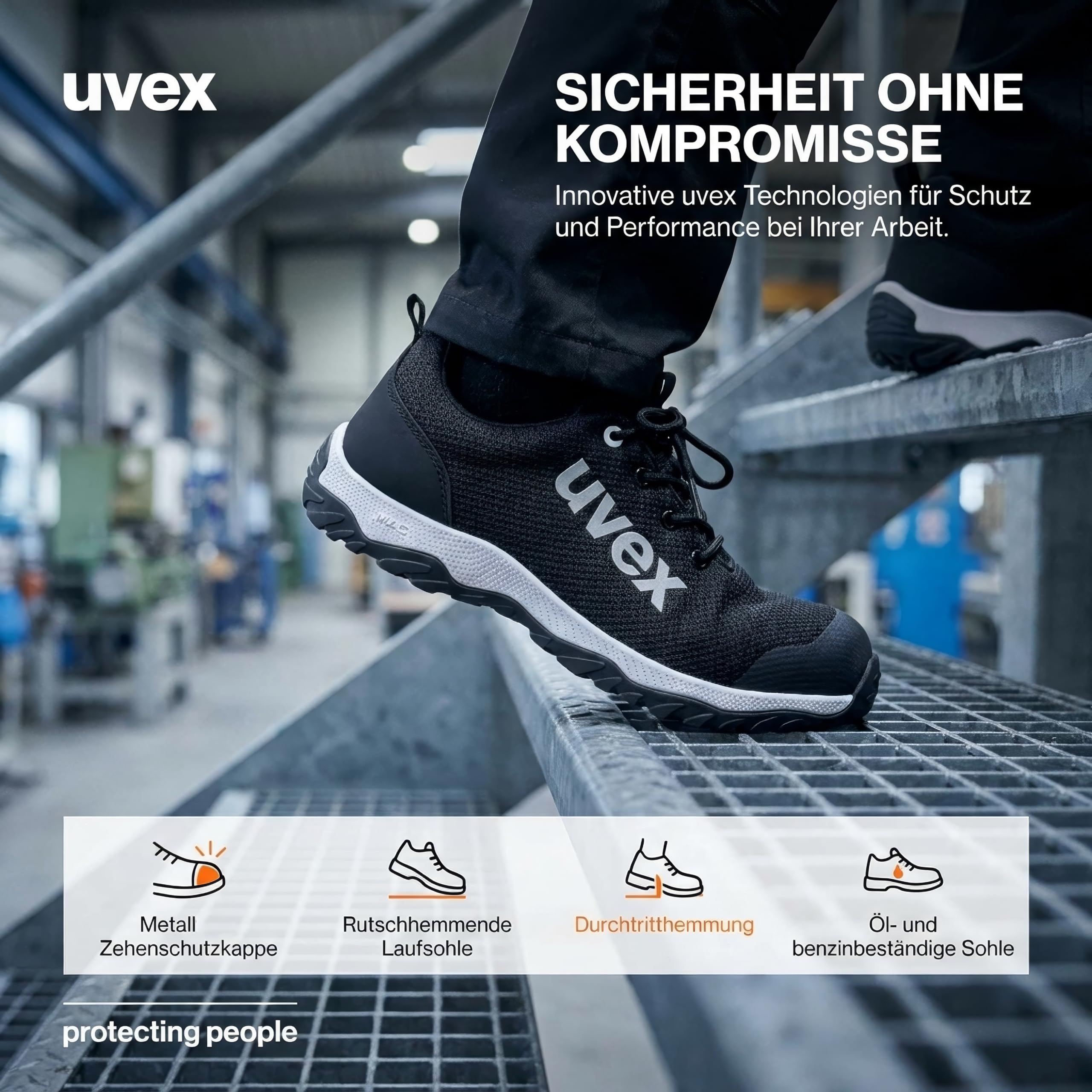 Uvex coreguard Sicherheitsschuhe S1 PL Herren Halbschuh Stahlkappe Sneaker