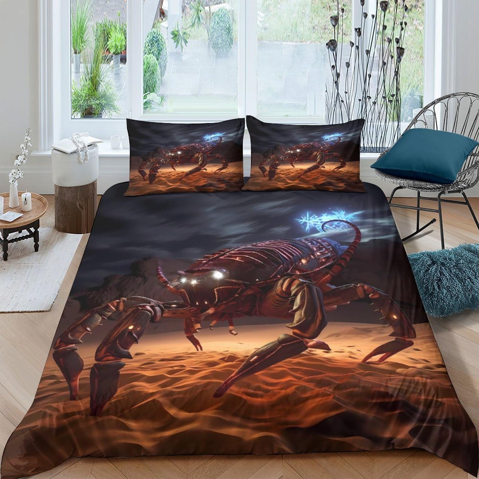 Ctjqhvkz Style-7 3D Printed Sci-Fi Battle Fitted Sheet Microfiber Black Red Robot Mattress Cover For Bedroom Living Room Dorm Decor Single（135X200cm）