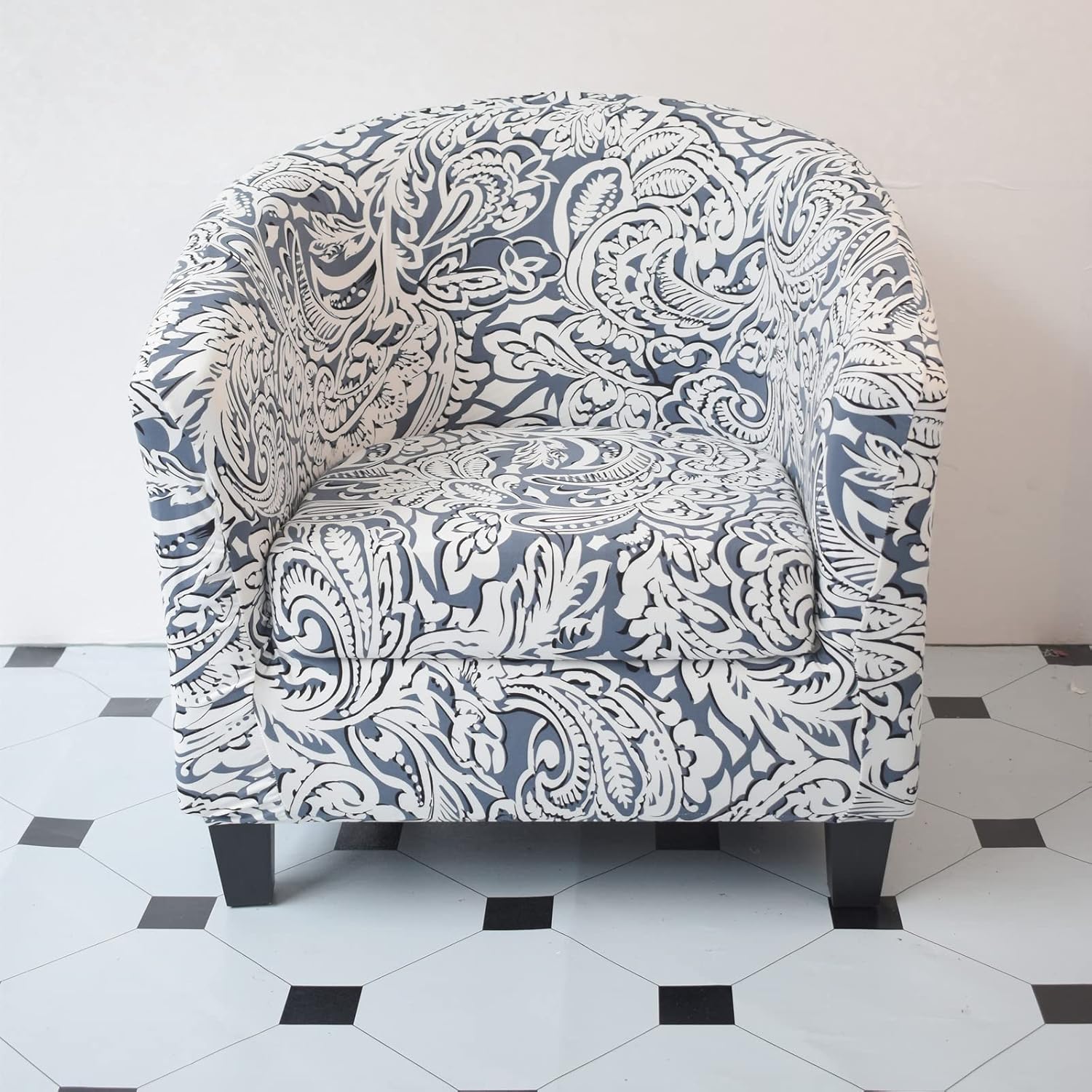 2 Piece Club Chair Slipcover Stretch Tub Chair Cover Armchair Covers Printed Round Barrel Swivel Chair Covers Sofa Cover Furniture Protector for Living Room,28