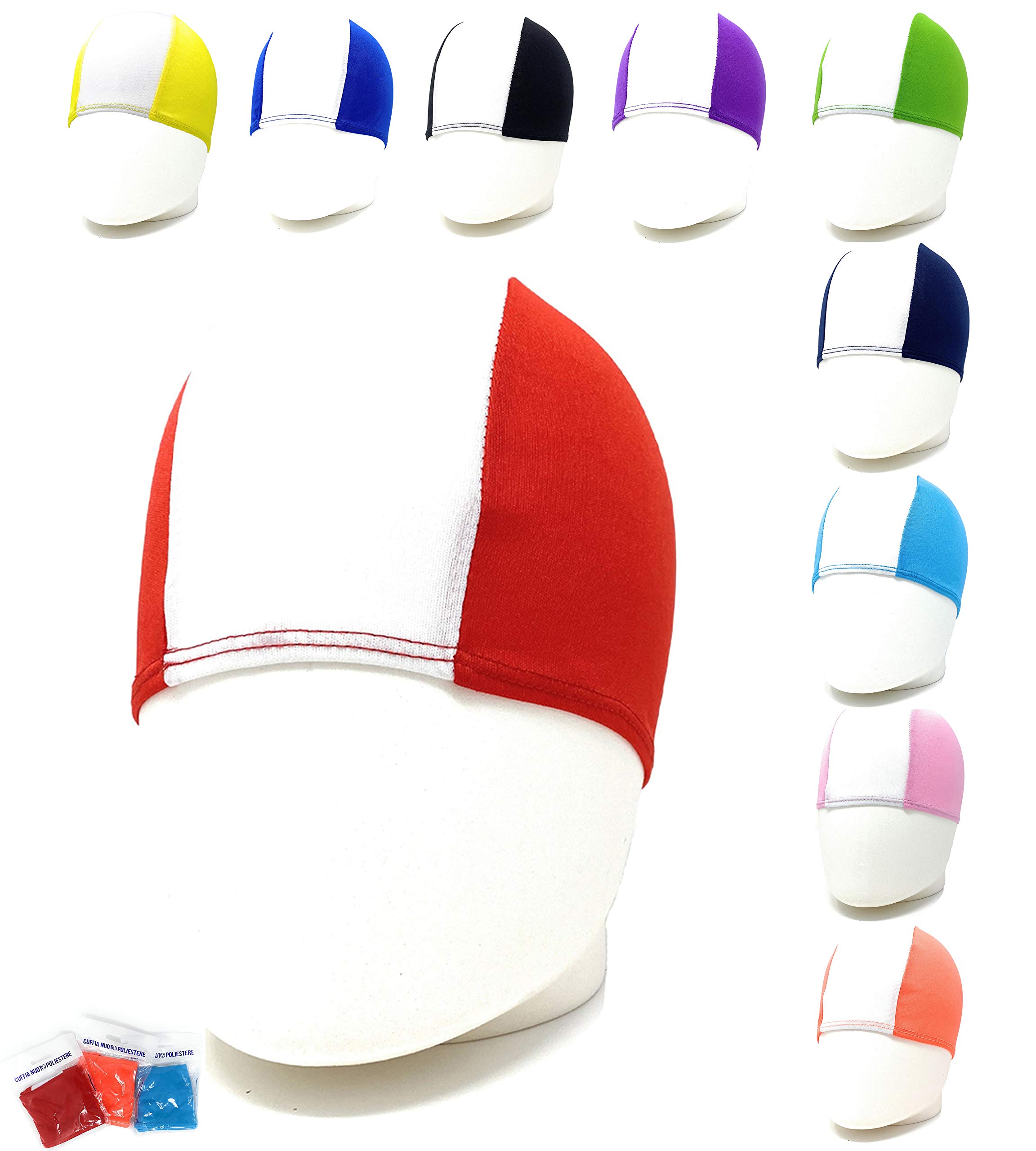 50 Gorros de natación de poliéster Slim FIT Profesional - Descuentos por CANTIDAD - Gorro de Piscina Unisex - Cantidad Paquetes de 50-500 Piezas